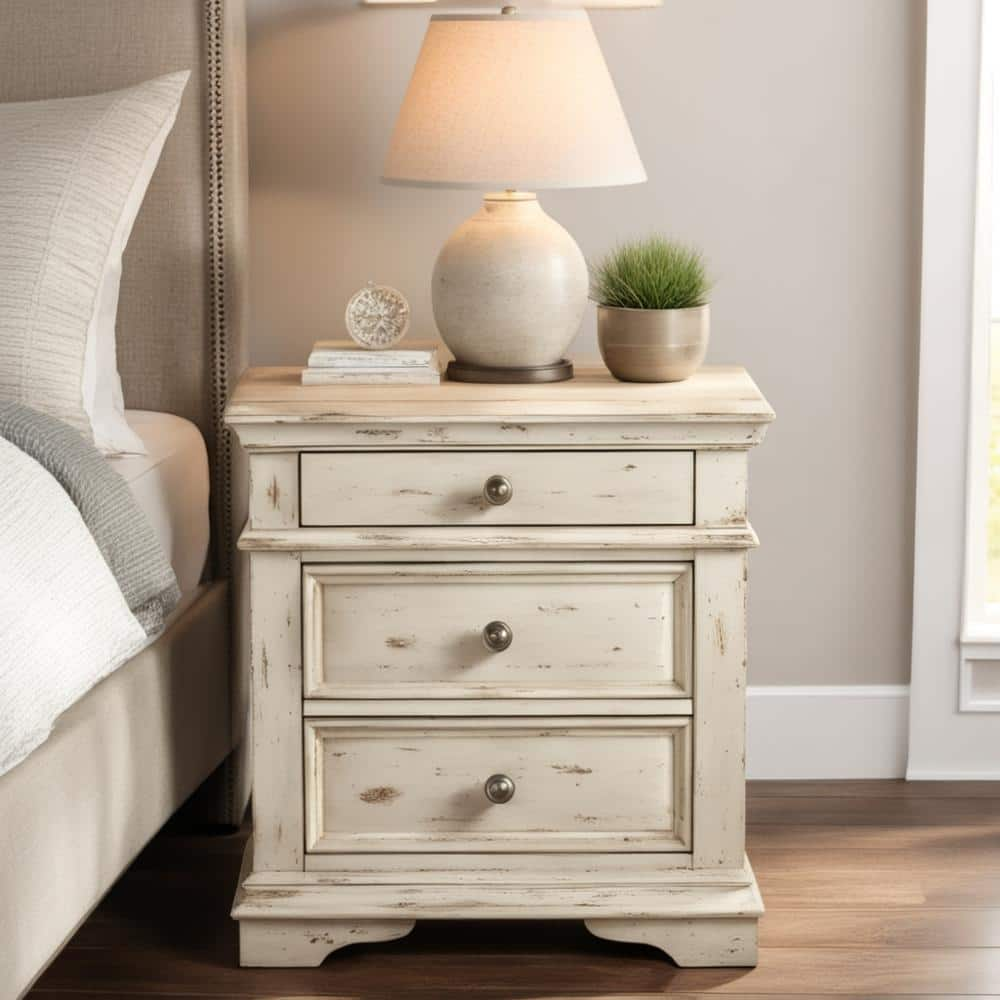 Desert Fields store 2-Drawer Wood Nightstand, White