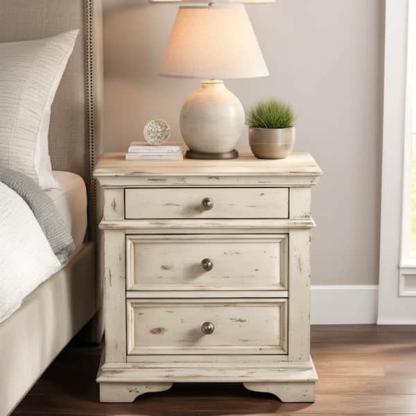 Steve Silver Highland Park Rustic Ivory Nightstand (28 in. Depth x 17 in. Width x 29.5 in. Height)