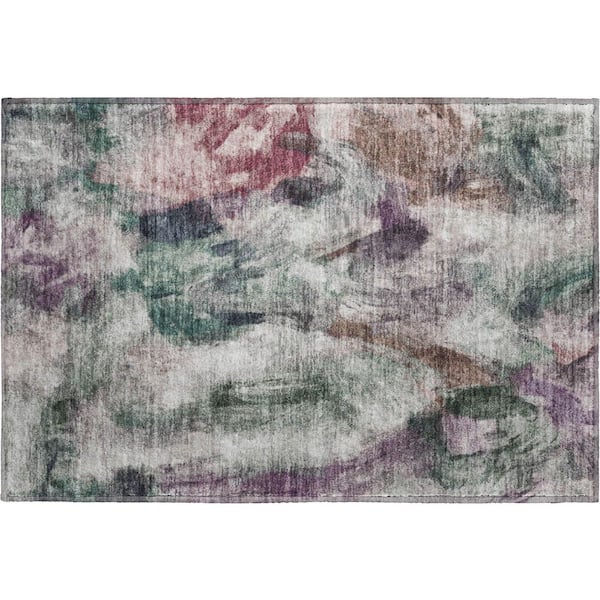 Mayfield Premium Machine Washable Abstract AMF2204 Green 2 ft. x 3 ft. Accent Rug