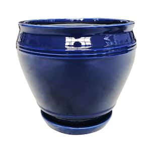 Collins 11.5 qt. Ceramic Indoor Planter (L x 12 in. W x 12 in. H x 10.4 in. ) Planter in Blue Finish