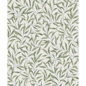 Sprig Green Willow Trail Pre-Pasted Paper Wallpaper Roll (57.5 sq. ft.)