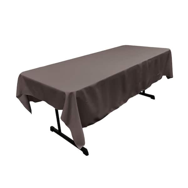 60 in. x 84 in. Charcoal Solid Polyester Poplin Rectangular Tablecloth