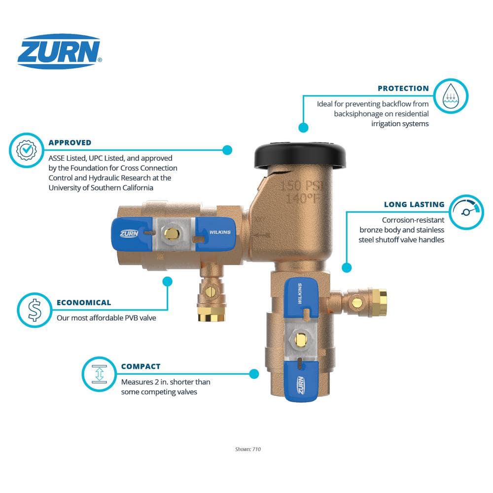 3/4 Inch Brass Pressure Vacuum Breaker Valve Assembly