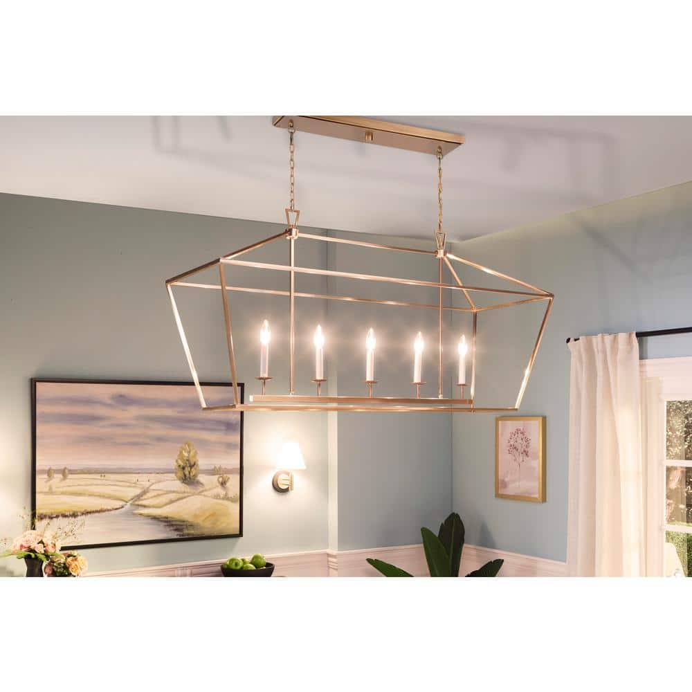 Satin Bronze 5-Light Candelabra Torpedo Cage Chandelier