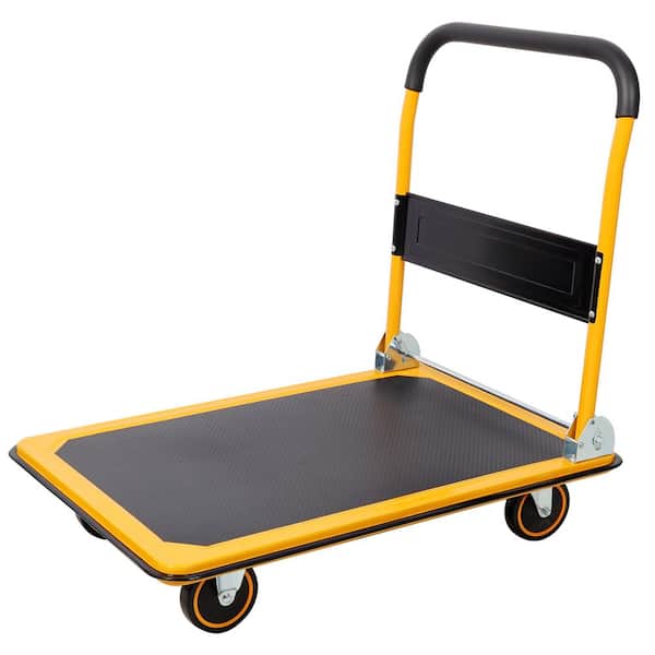 660 lbs. Truck Hand Flatbed Cart Dolly Folding Moving Push Heavy-Duty Rolling Truck in Yellow