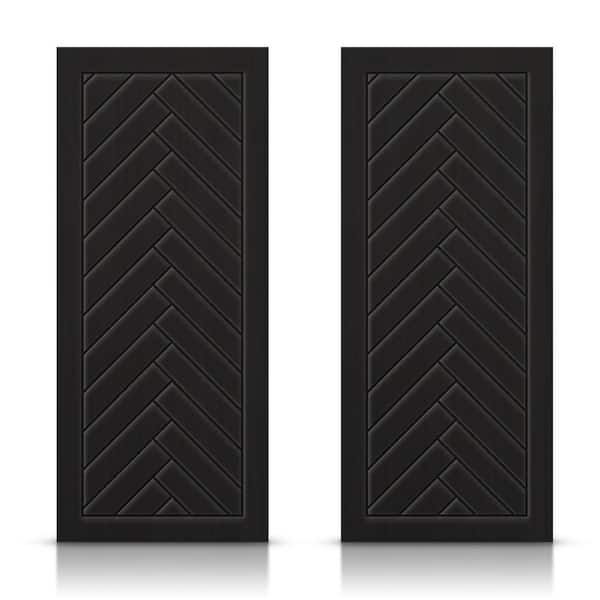 CALHOME 72 in. x 80 in. Hollow Core Black Painted Composite MDF Interior Double Closet Sliding Doors