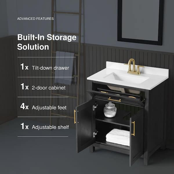 Home Decorators Collection Beaufort 30 in. Single Sink Black