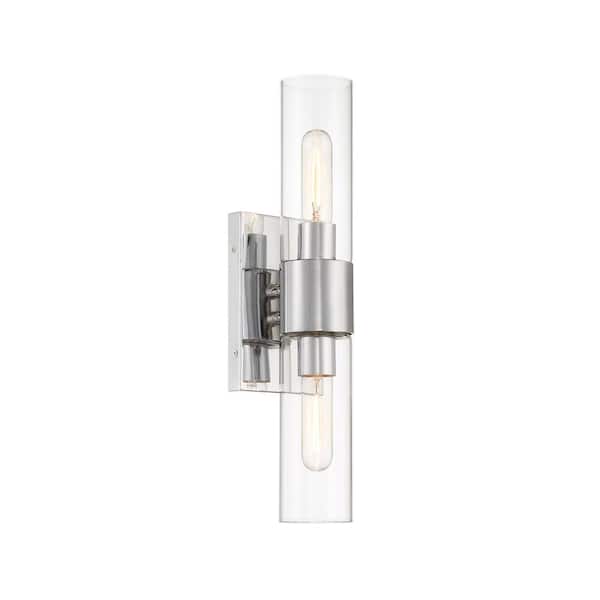 Designers Fountain - Anton 4.5 in. 2-Light Chrome Transitional Wall Sconce with Clear Glass Shades