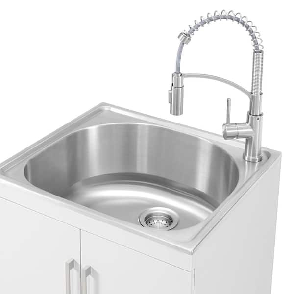 Laundry Sink With Faucet All-in-One 24 in. Stainless Steel Storage