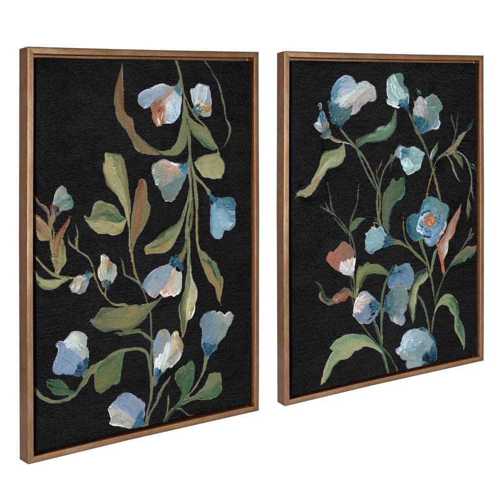 Sylvie Foliage I and III Gold Framed Canvas Art Set