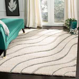 Florida Shag Cream/Light Blue 6 ft. x 9 ft. Solid Area Rug