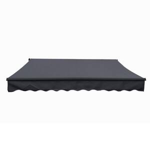 13 ft. x 10 ft. Black Manual Patio Retractable Awning Black Frame UV Polyester