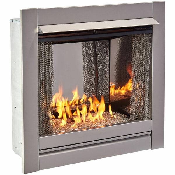 Bluegrass Living Vent Free Stainless Outdoor Gas Fireplace Insert With Crystal Fire Glass A 24 000 Btu 170276 The Home Depot - Outdoor Gas Fireplaces Home Depot