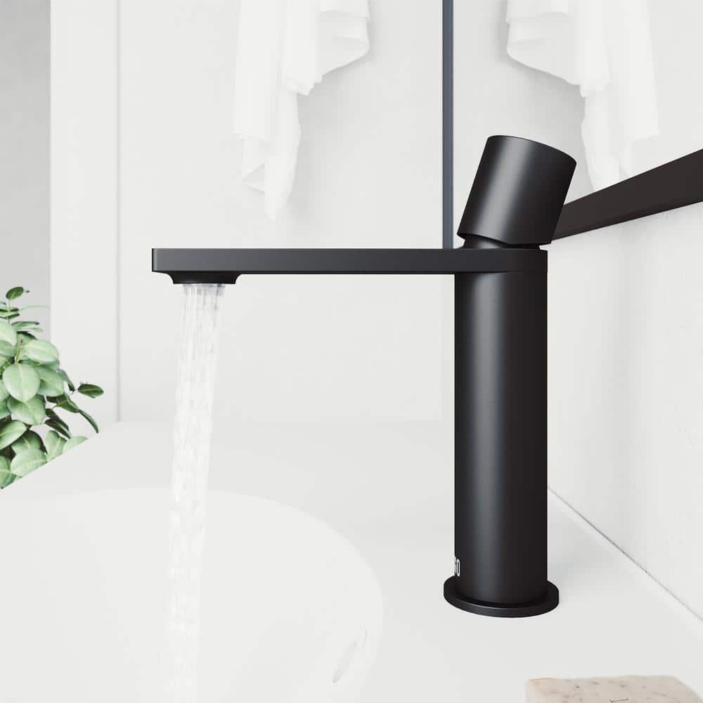 VIGO Halsey Matte Black Solid Brass Single-Hole Bathroom Faucet