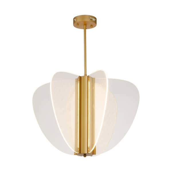 Unbranded Butterfly 45-Watt 6-Light Gold Pendant Light Integrated LED with Aryclic Shade