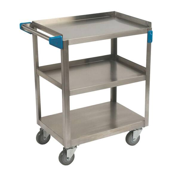 Carlisle 32 5 In H X 15 5 In W X 24 In D Stainless Steel 3 Shelf Utility Cart Uc3031524 The Home Depot