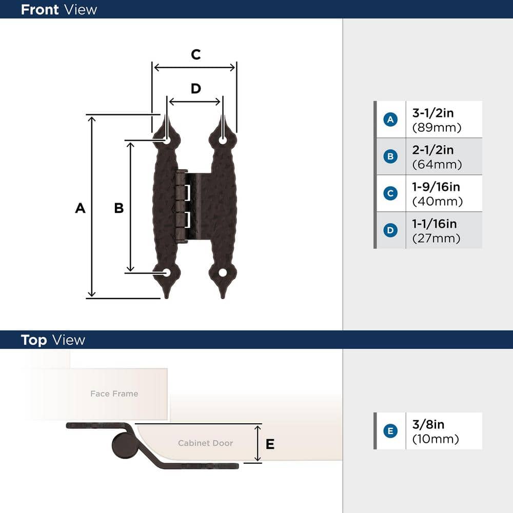 Oil-Rubbed Bronze 3/8 Inch Offset Decorative Cabinet Hinge