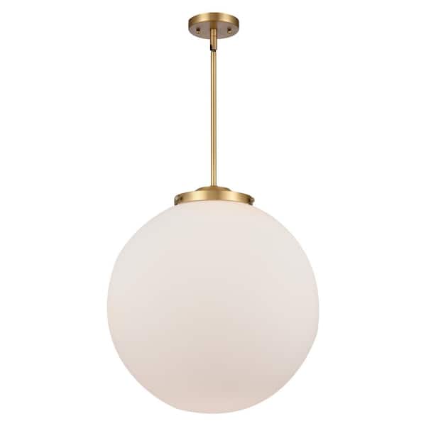 Beacon 60-Watt 1-Light Brushed Brass Shaded Mini Pendant Light with Matte White Glass