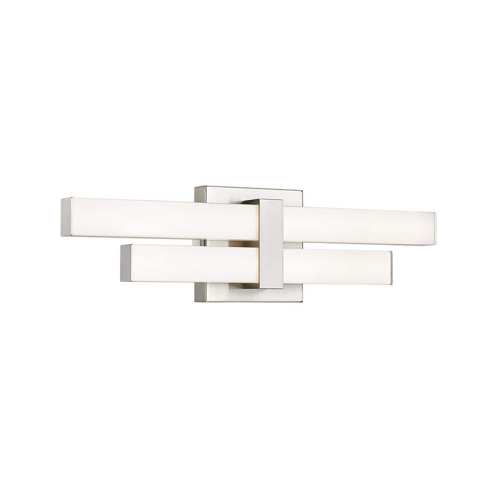 Zane 18 In. 2 Light Brushed Nickel Integrated LED Vanity Light with Frosted