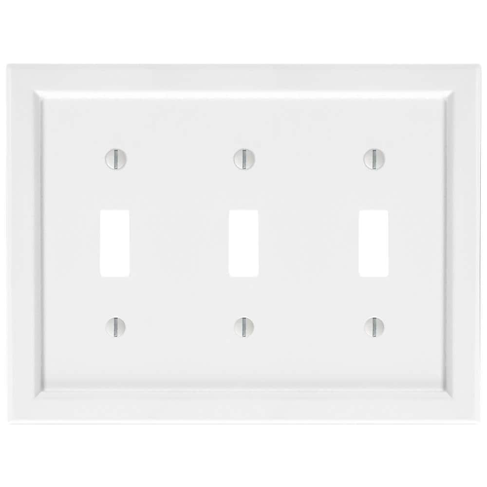 AMERELLE Woodmore 3Gang White Toggle BMC Wood Wall Plate 210TTTWHD