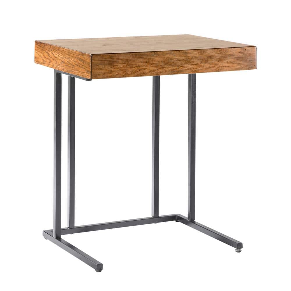 Wynn Black Wood Pull-Up Table with Inner Storage, 22"x26"
