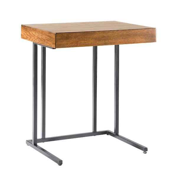 INK+IVY Wynn 22 in. Pecan Rectangle Wood End Table with Pull Up