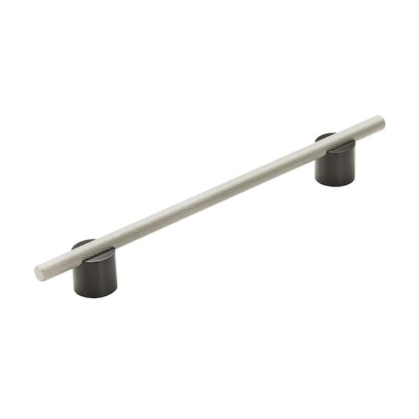 Amerock Transcendent 7-9/16 in. (192mm) Modern Matte Black/Silver Champagne Bar Cabinet Pull