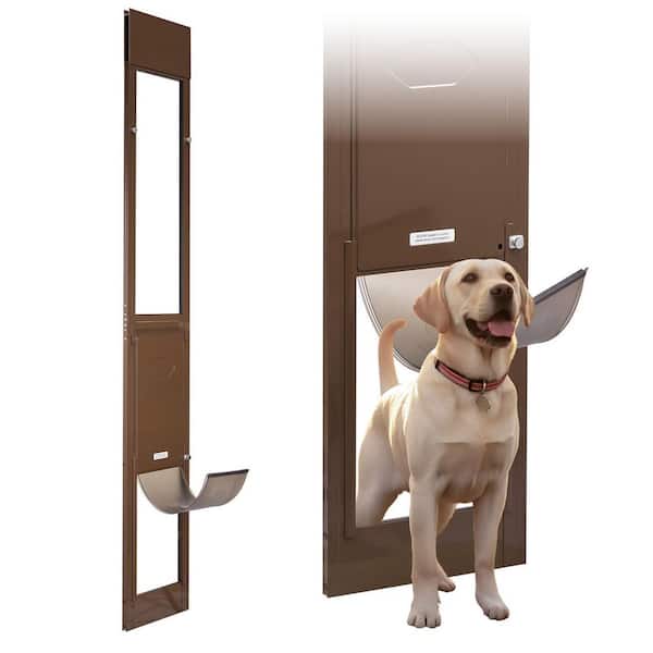 Dog Door for Sliding Door, 75 7/8 to 80 11/16 in. Adjustable Height, Aluminum Alloy Frame, 10 1/4 x 16 1/4 in. Flap