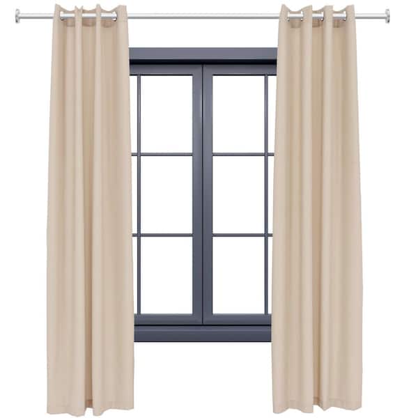 Sunnydaze Decor 2 Indoor/Outdoor Curtain Panels with Grommet Top - 52 x 96 in (1.32 x 2.43 m) - Beige