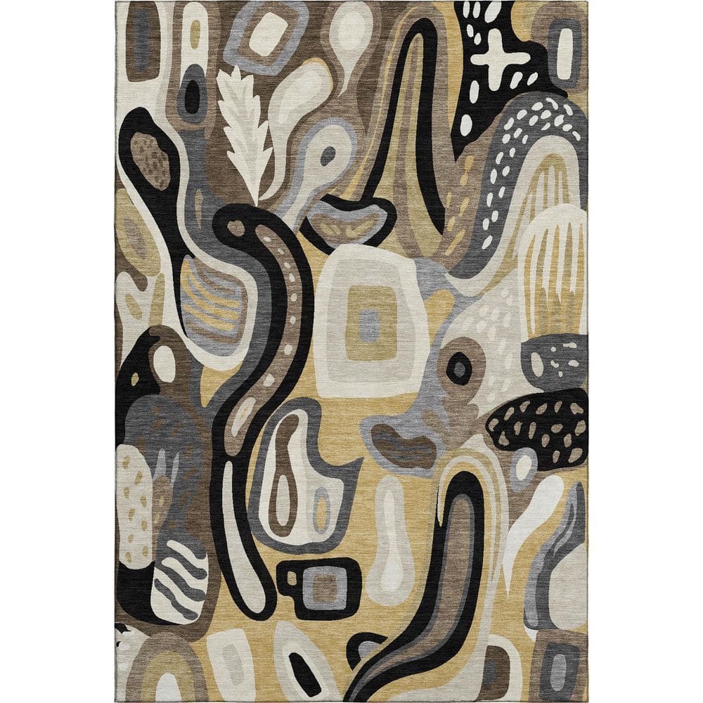 Mayfield Premium Machine Washable Abstract AMF2488 Gold 3 ft. x 5 ft. Area Rug price history on PriceWatchPro