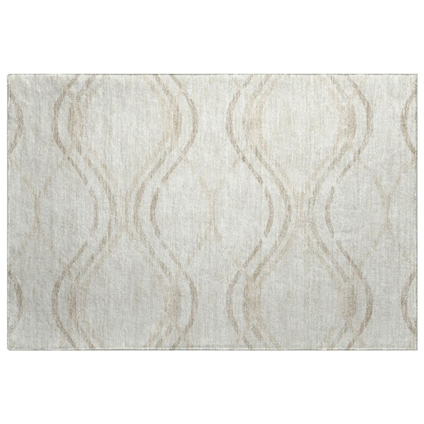 Dream Shag Premium Machine Washable Abstract ADS757 Ivory 3 ft. x 4 ft. Area Rug