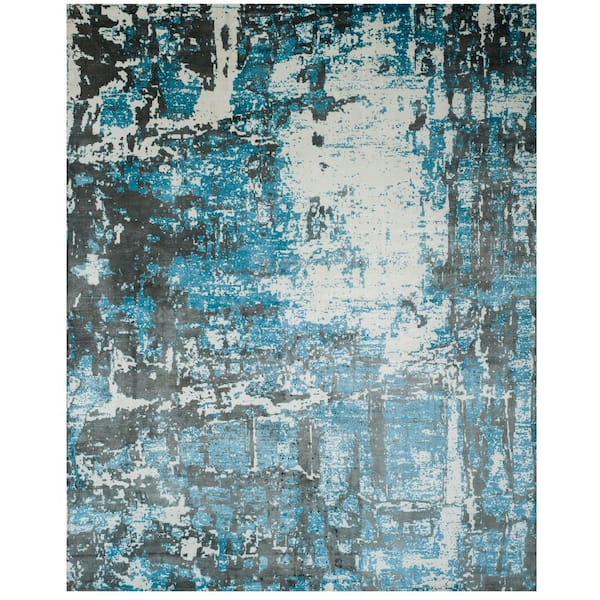 Mirage 8 ft. x 10 ft. Blue/Gray Distressed Contemporary Area Rug