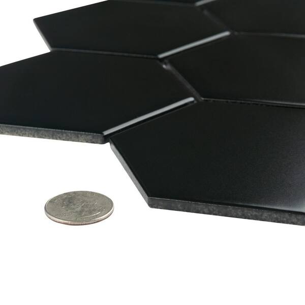 Merola Tile Metro Super 4 in. Hex Matte Black 10 in. x 11-1/2 in 