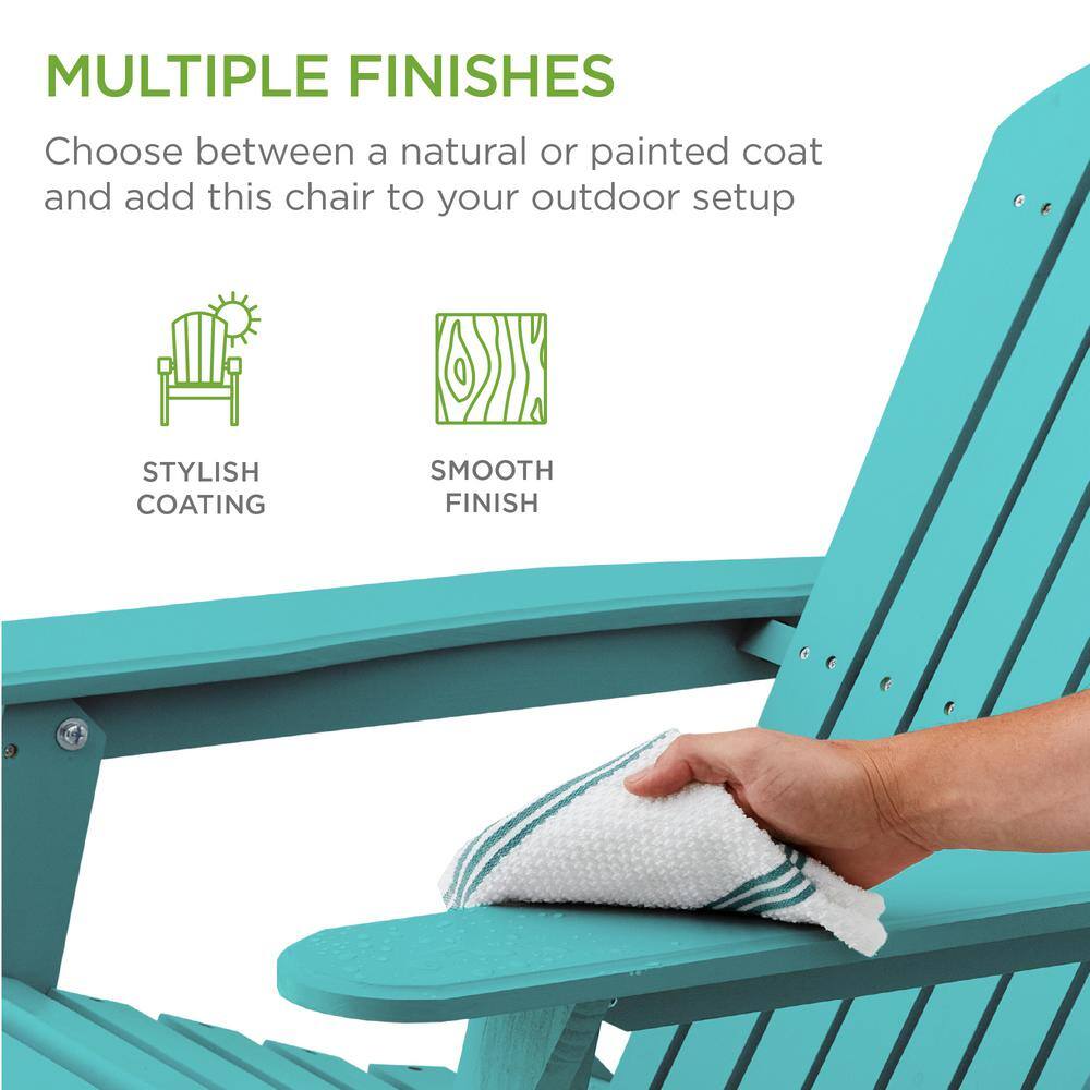 Turquoise Folding Hemlock Wood Adirondack Chair with Arms