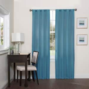 Darrell ThermaWeave Sky Solid Polyester 37 in. W x 95 in. L Blackout Single Rod Pocket Curtain Panel