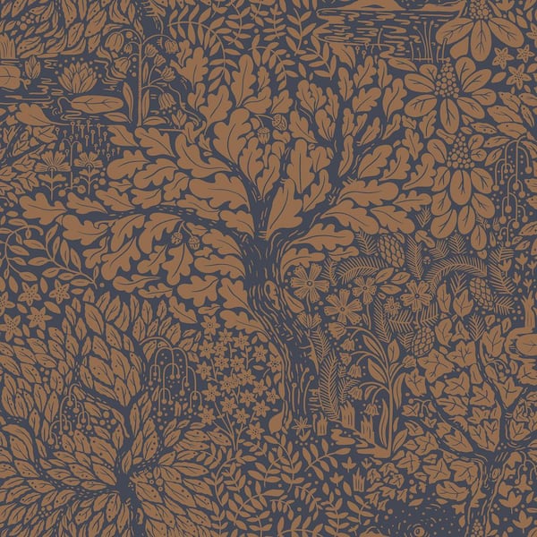 A-Street Prints Olle Orange Forest Sanctuary Paper Matte Non-Pasted Wallpaper Roll