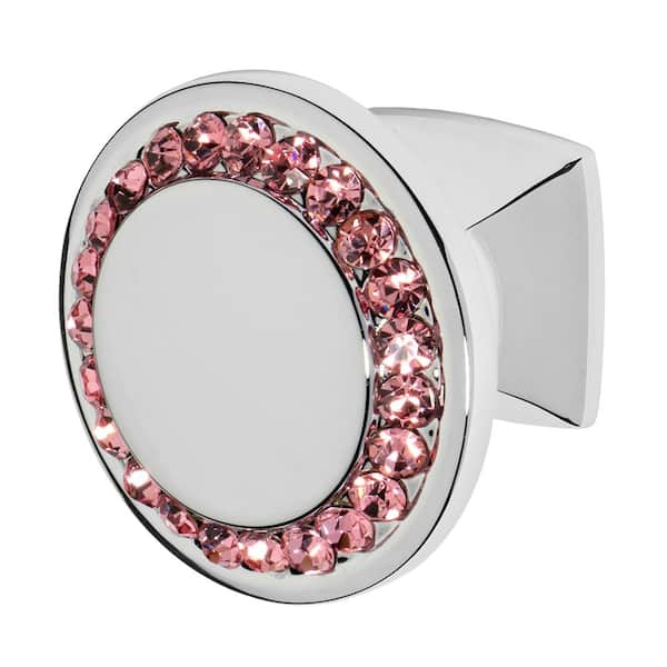Wisdom Stone Isabel 1-1/4 in. Chrome with Pink Crystal Cabinet Knob
