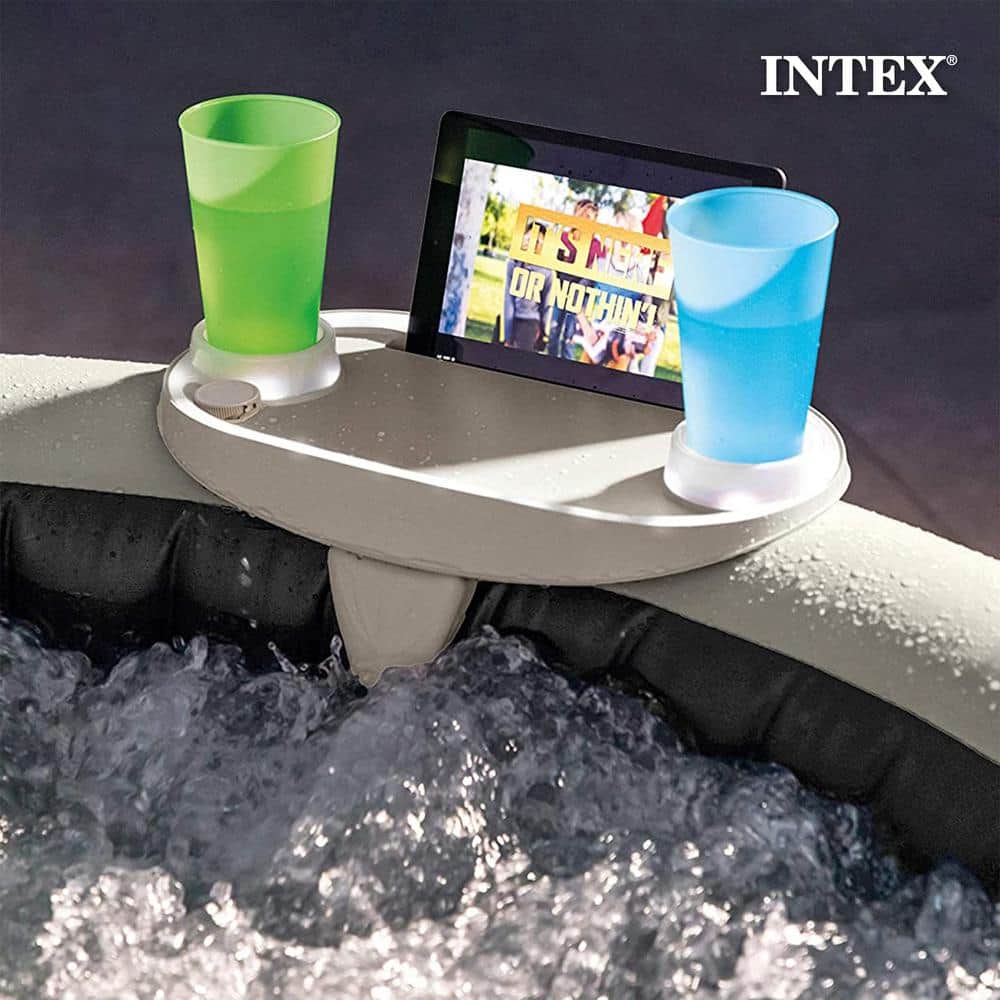 Intex 6-Person Greystone Inflatable Square Hot Tub with LED Tray