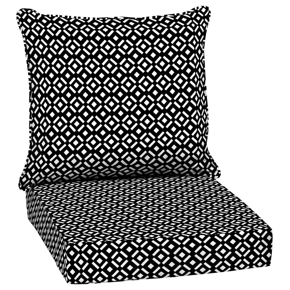24 in. x 24 in. 2-Piece Deep Seating Outdoor Lounge Chair Cushion, Black Demi Tile price history on PriceWatchPro