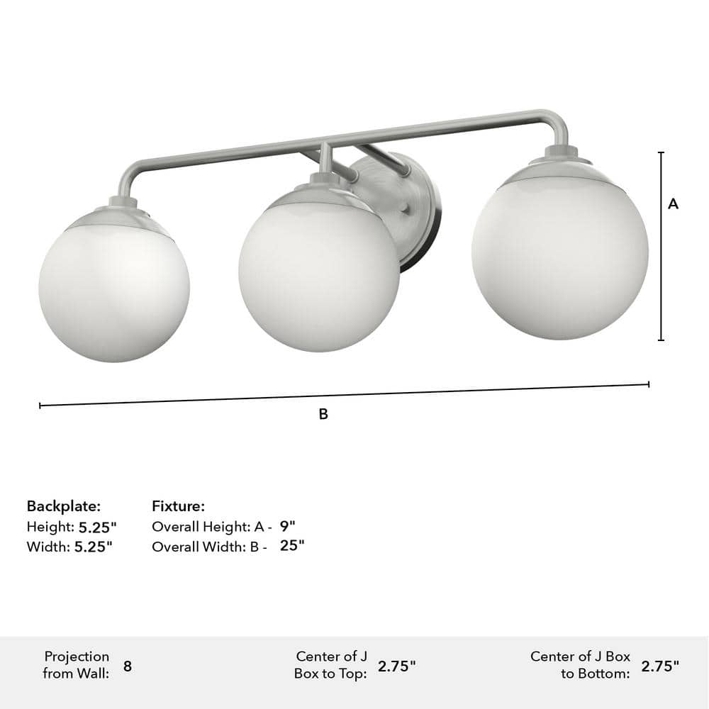 Hepburn Mid-Century Brushed Nickel 3-Light Vanity Sconce