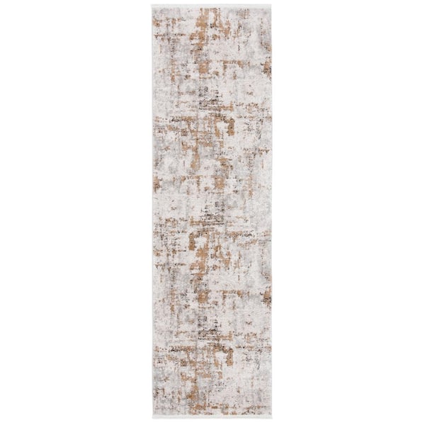 Shivan 2 ft. x 10 ft. Gray/Gold Abstract Runner Rug