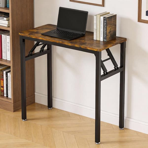 31.5 in. Folding Rectangular Brown Wood Computer Desk