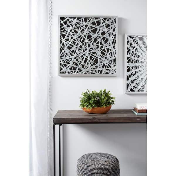 Large Square Modern Abstract Art Black and White Paper Shadow Box Wall Art