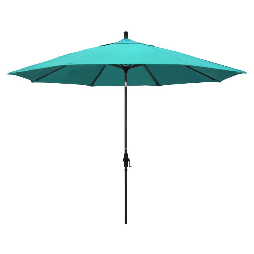 11 ft. Black Aluminum Market Patio Umbrella with Aluminum Ribs Collar Tilt Crank Lift in Aruba Sunbrella price history on PriceWatchPro