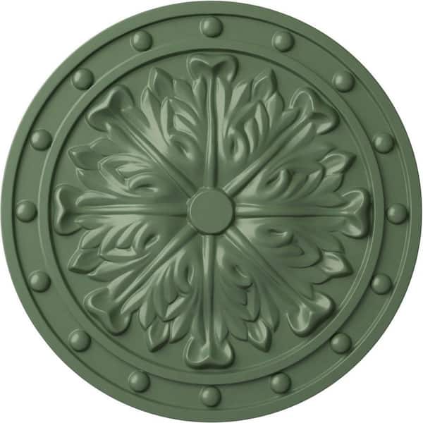 Ekena Millwork 1-1/2" x 20-1/2" x 20-1/2" Polyurethane Foster Acanthus Leaf Ceiling, Hand-Painted Athenian Green