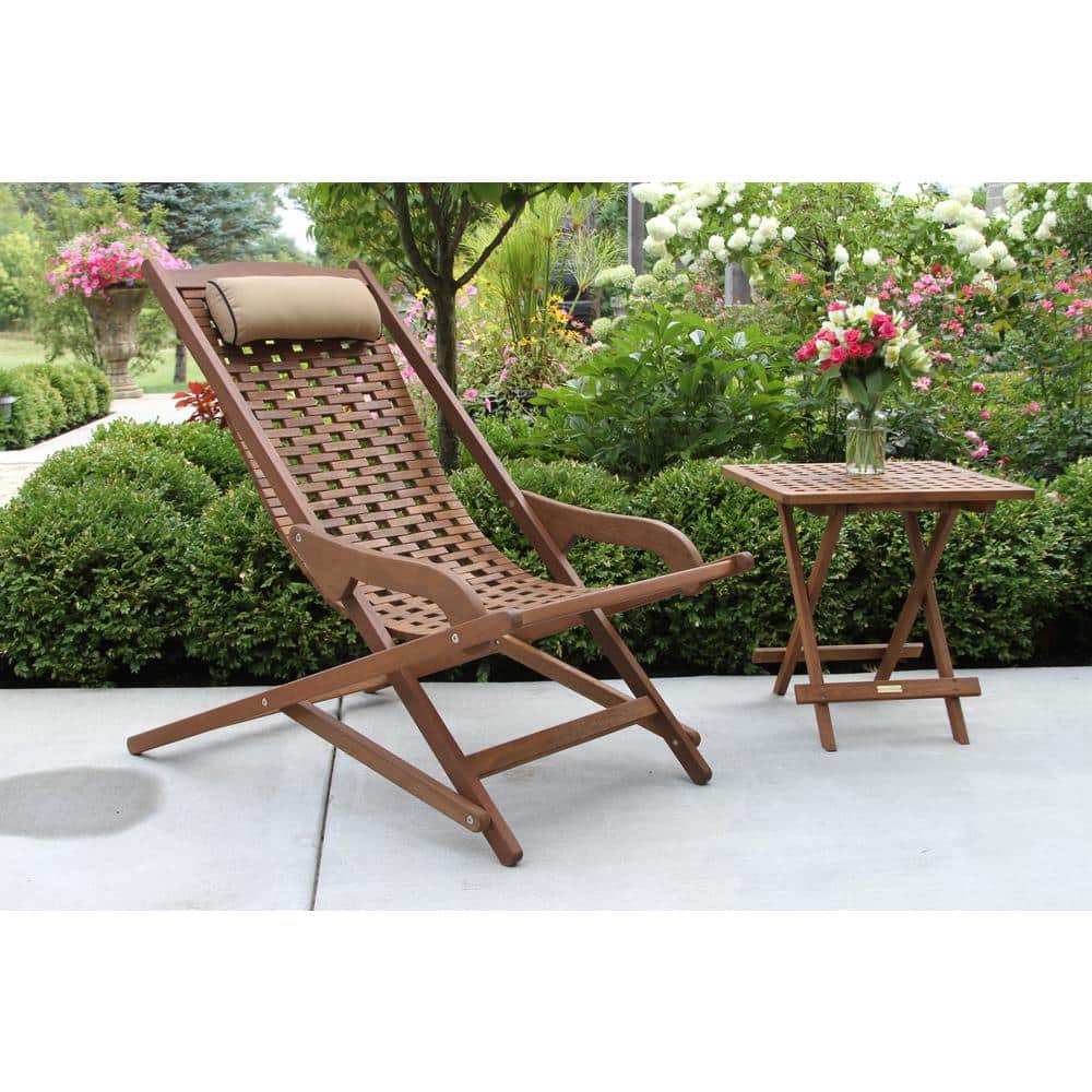 Classic Square Eucalyptus Folding End Table in Matte Brown
