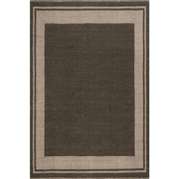 Nate Berkus x Rugs Canon Bordered Wool Cozy Charcoal 10 ft. x 14 ft. Indoor Area Rug