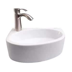 Albion Wall-Mount Sink in White with Faucet Hole on Left Side