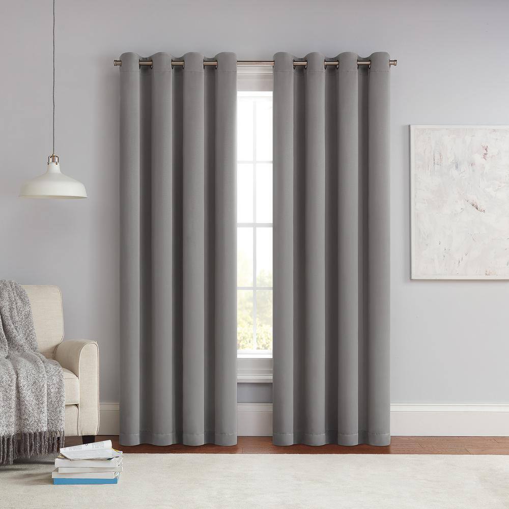 Eclipse Thermapanel Grey Solid Polyester 54 in. W x 63 in. L