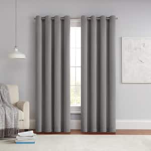 Thermapanel Grey Solid Polyester 54 in. W x 63 in. L Grommet Room Darkening Curtain